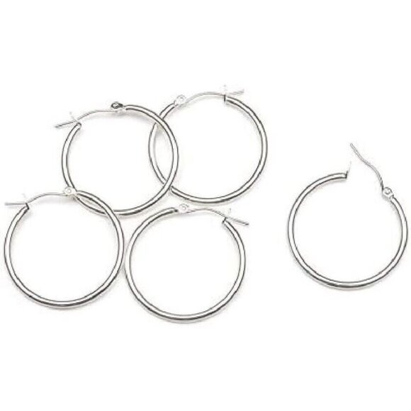 Darice Mix and Mingle Silver Tone Hoop Earring Latch Back, 6-Pairs DIY Findings - Picture 1 of 2
